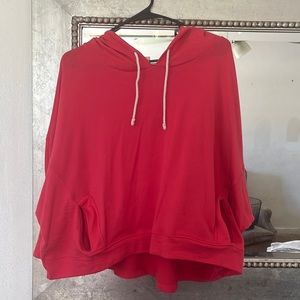 Pink cropped pullover quarter sleeve hoodie